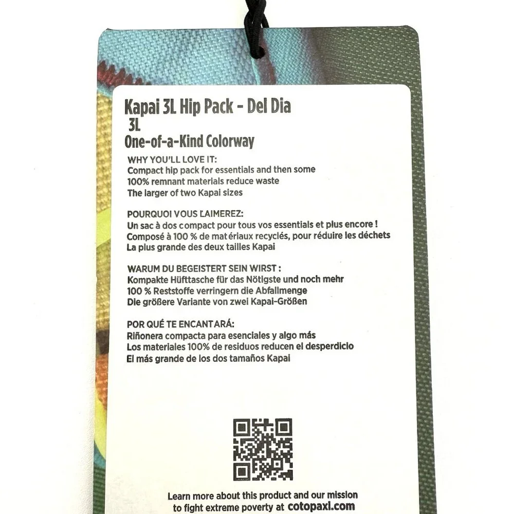 NEW Cotopaxi Kapai 3L Hip Pack Del Dia Pack Belt Bag Travel One Of a Kind Color - Picture 4 of 10
